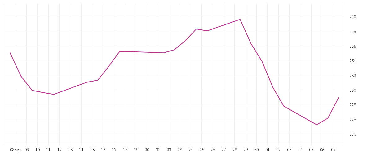 Chart zur Monatsentwicklung von JOHNSON + JOHNSON DL 1