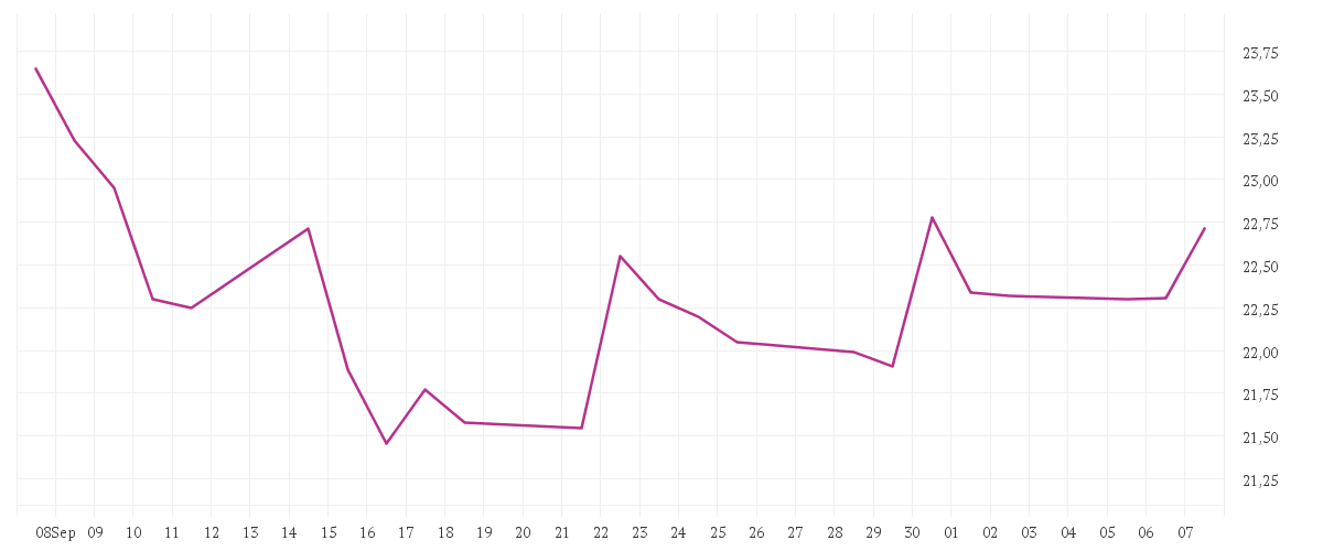 Chart zur Monatsentwicklung von ZALANDO SE